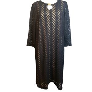 Emma & Michelle womens black dress with flesh underside size L